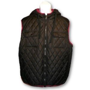 Men's Hooded Reversible Black Vest Jacket, L